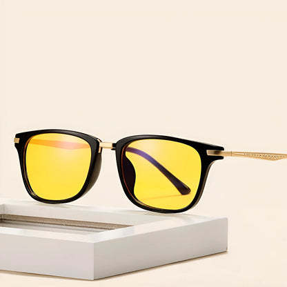 Full frame anti-blue light myopia glasses for men, square TR90 and metal frame with PC lens, retro literary style
