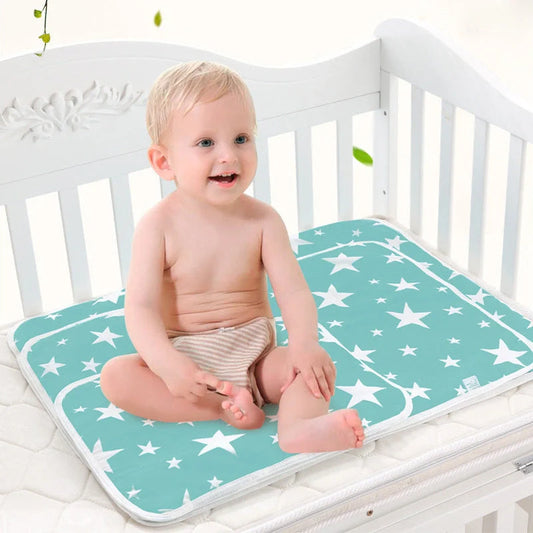 Breathable cotton cartoon waterproof baby changing pad with various patterns