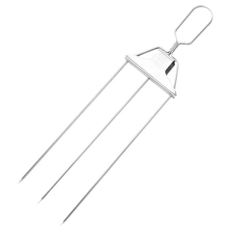Durable stainless steel barbecue skewers with secure gripping, even cooking, and easy food removal