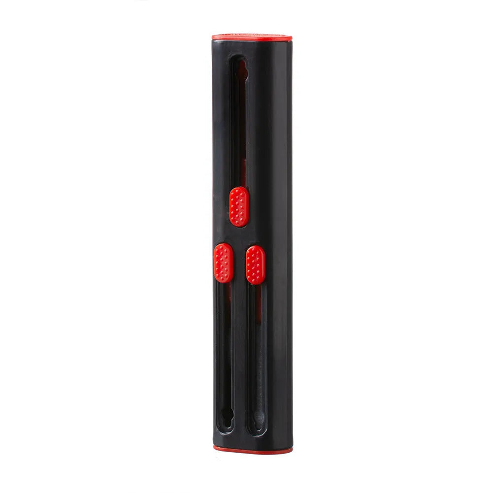 Black and white plastic earbud cleaning pen with a brush for headphones and mobile phones