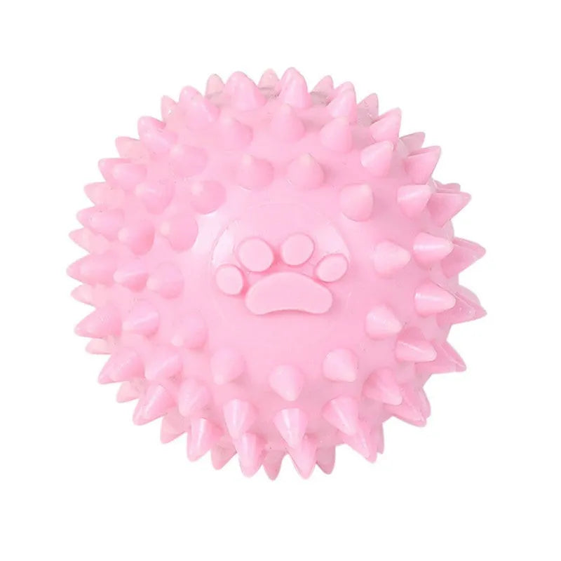 TPR dog chewing ball with footprint texture, 6cm diameter, in blue, pink or yellow