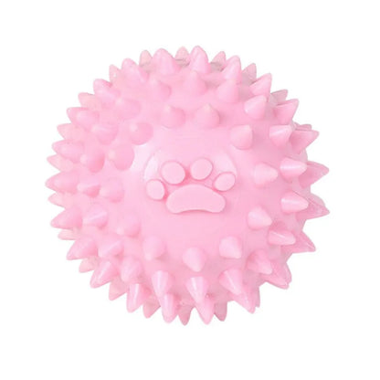 TPR dog chewing ball with footprint texture, 6cm diameter, in blue, pink or yellow