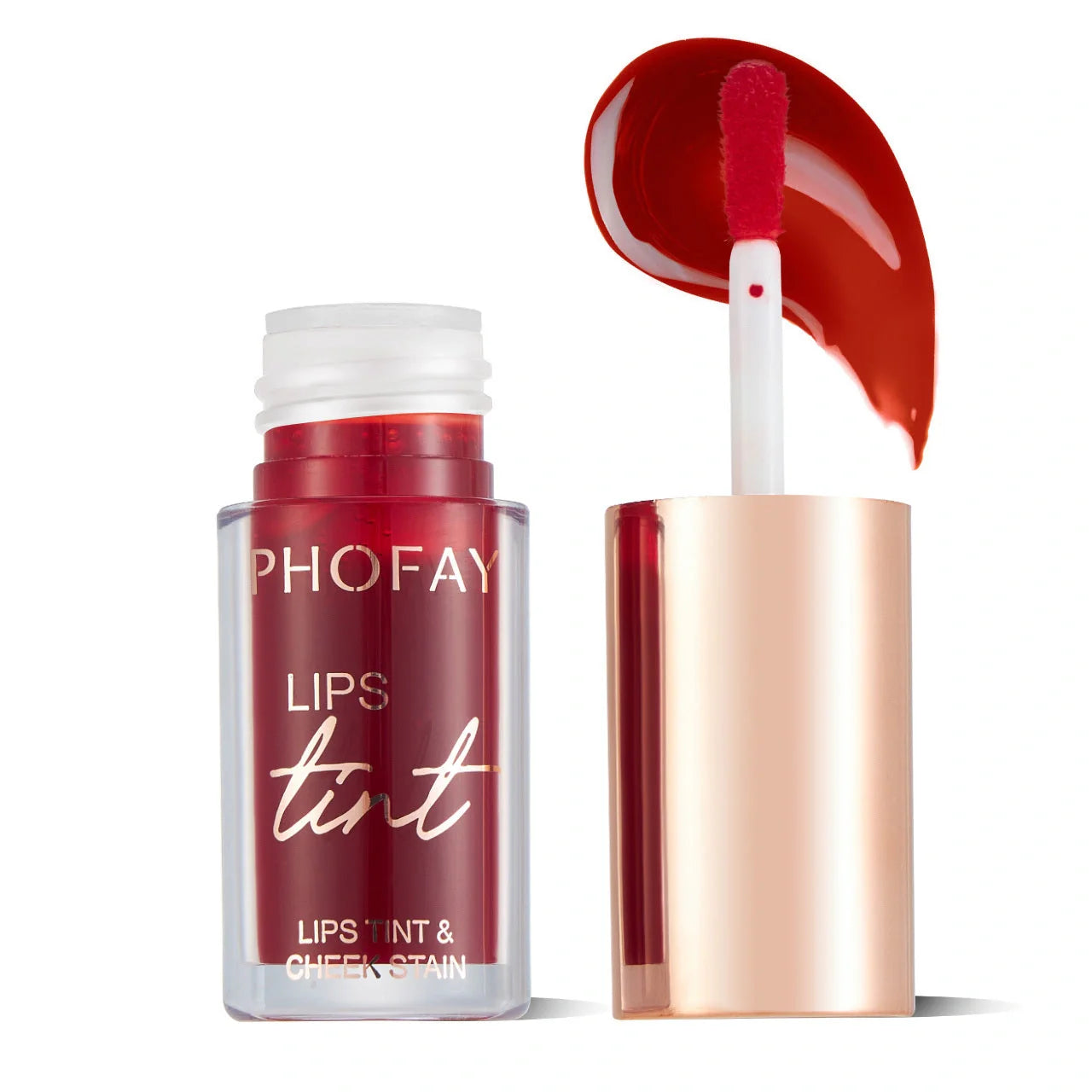 PHOFAY Lip Tint in various shades, showcasing vibrant, long-lasting colour for lips and cheeks.