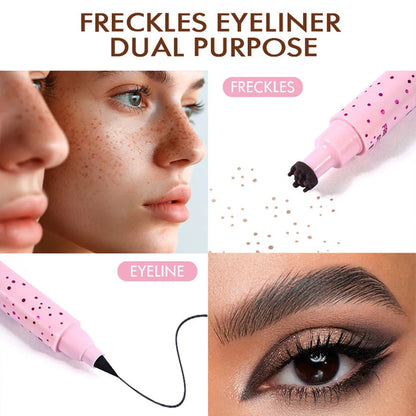 Natural freckle pen and eyeliner with double-headed design and cosmetic brush