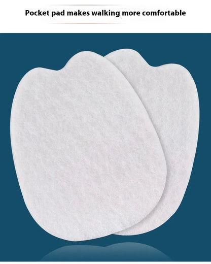 White thin felt anti-wear shoe tongue stickers showing front pad design for friction prevention