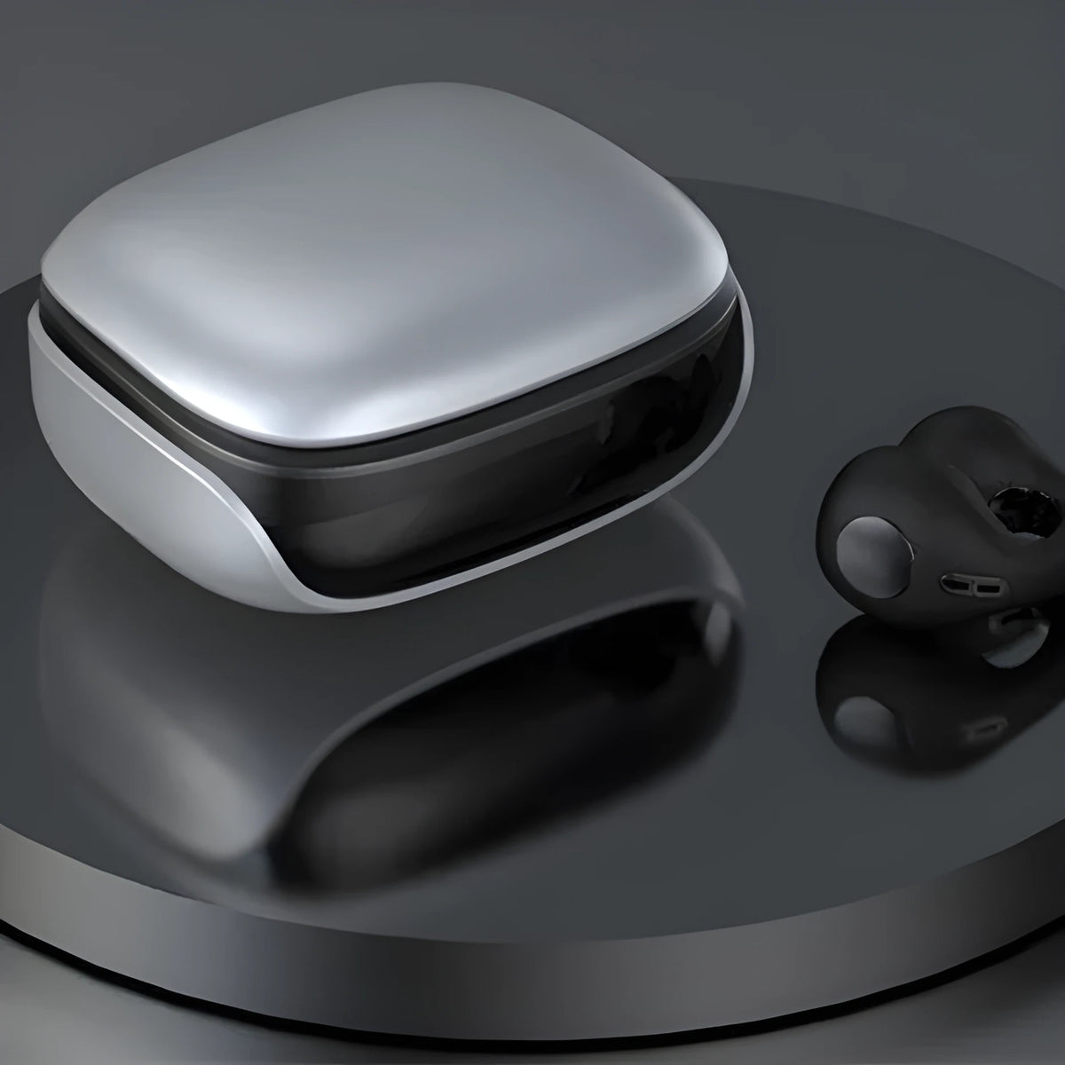JX80 true wireless bone conduction Bluetooth headset in black colour showing hanging ear design