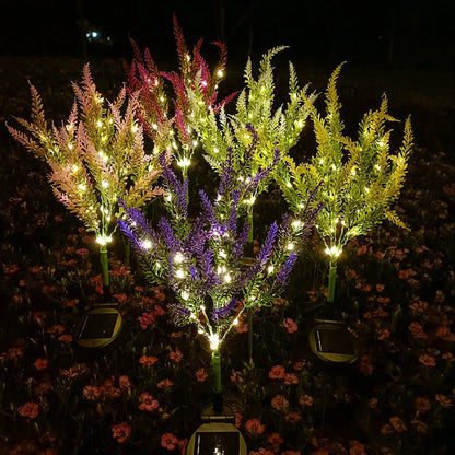 Solar garden LED floor lamp with flower shape, 74cm tall, in lavender colour option