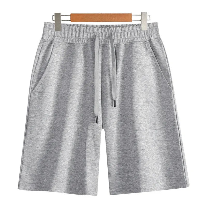 Cotton micro-elastic sports shorts in straight-leg style for summer wear