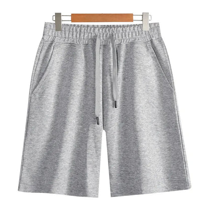 Cotton micro-elastic sports shorts in straight-leg style for summer wear
