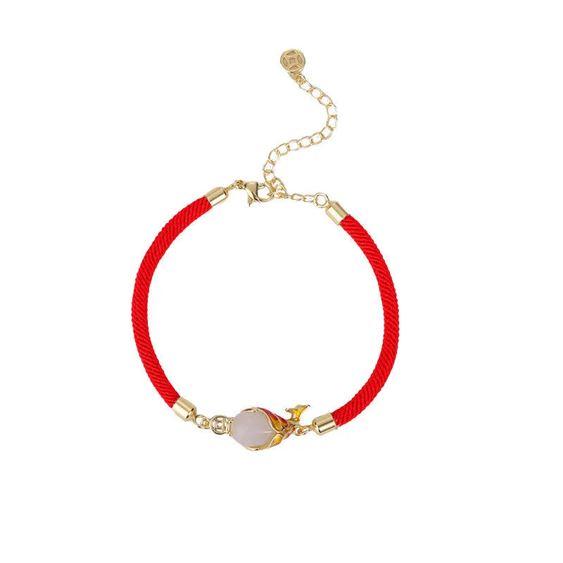 Copper lucky koi red necklace and bracelet set with a literary carp design for women.