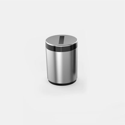 Automatic car ashtray in gun grey colour showing 7x10cm dimensions