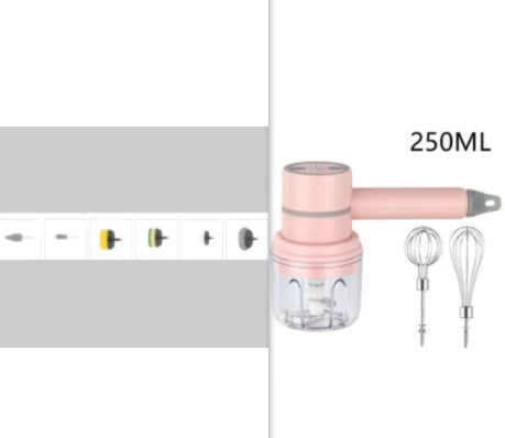 Cordless electric hand mixer with whisk and dough hooks for effortless mixing and kneading in the kitchen