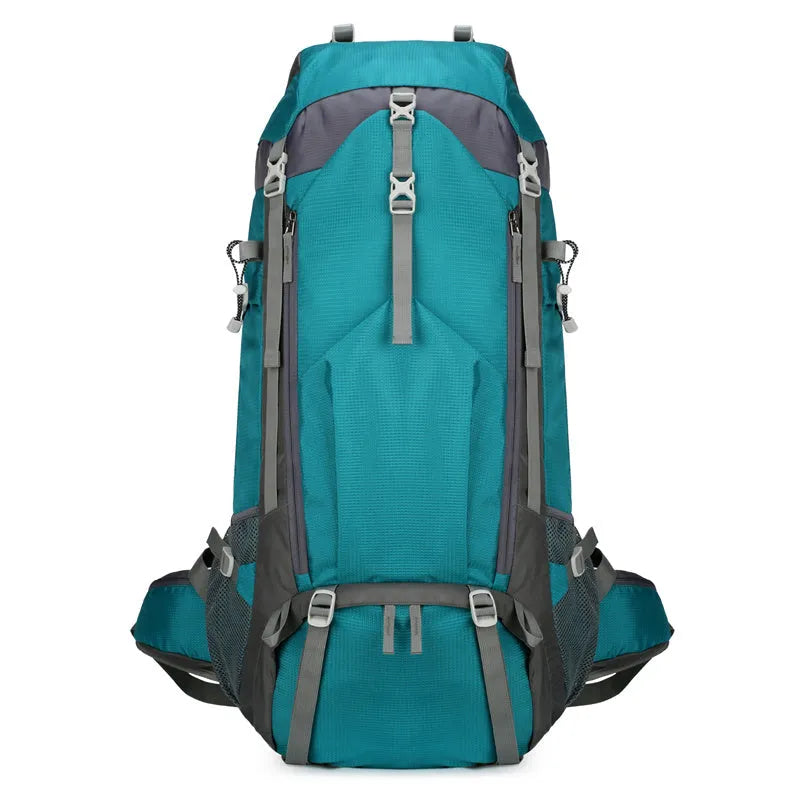 70L ultra-light waterproof hiking backpack in black, dark blue, green, lake blue and orange for men and women.