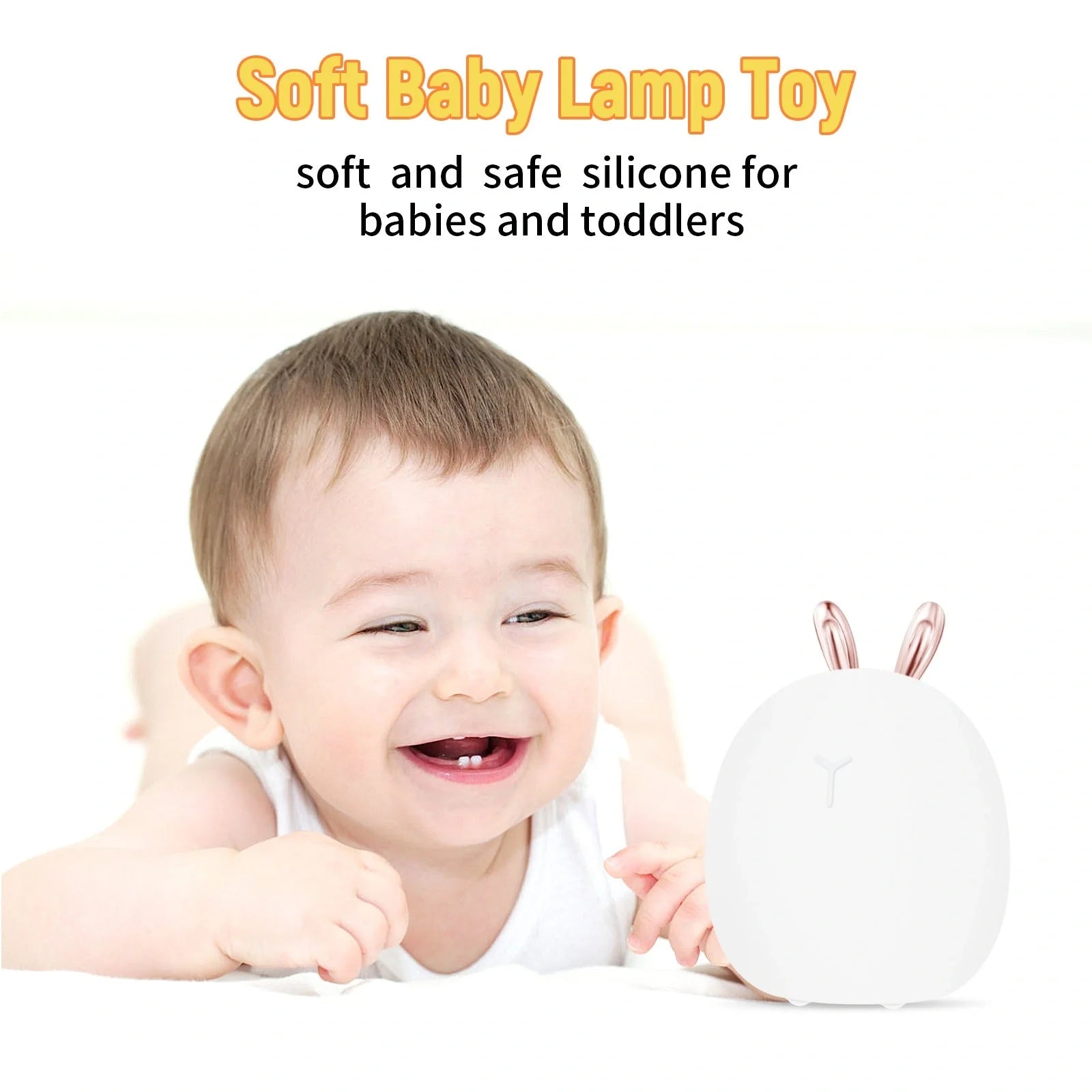 Adjustable silicone baby night light with touch control in adorable deer and rabbit designs