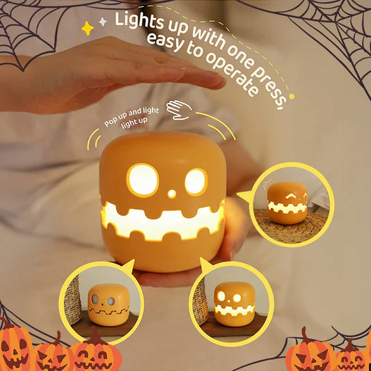 Cozy Pumpkin LED Lamp with soothing silicone design, creating a warm, inviting glow for bedrooms, living rooms, and more