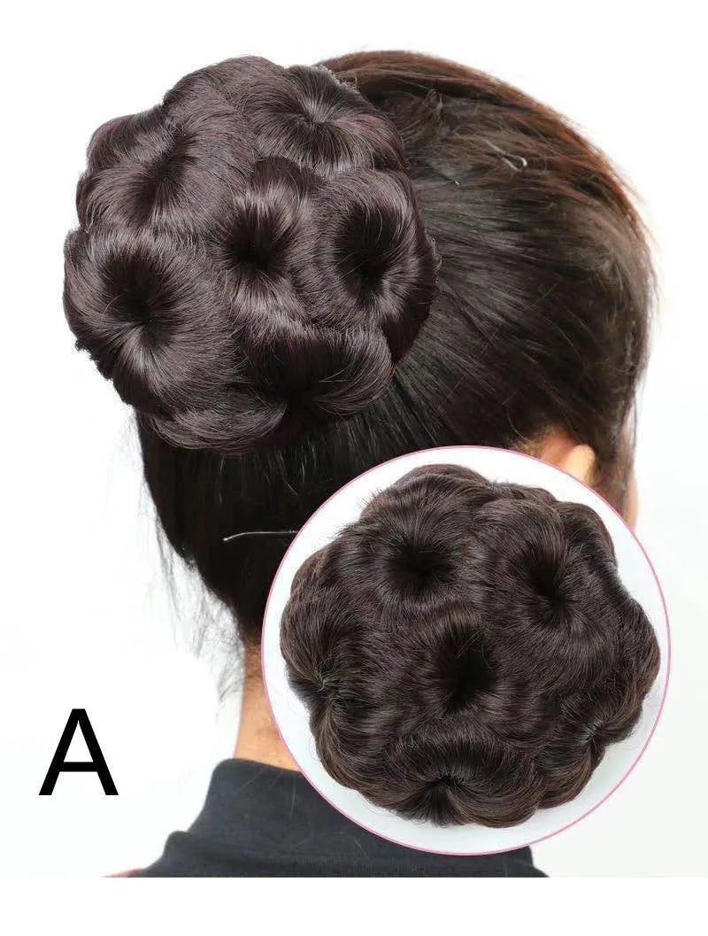 High temperature silk wig hair ring for short hair bun and nine flower ball head bridal costume styling