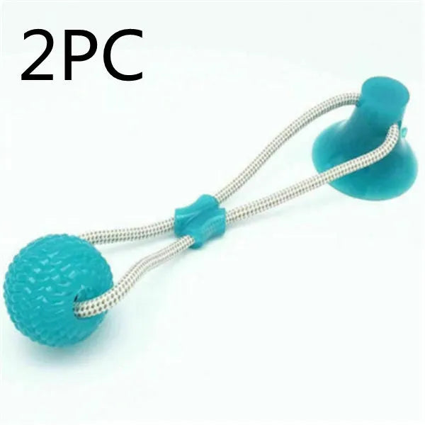 Dog biting sucker multifunction pet molar bite toy with rubber, TPR and cotton fibre rope in red, blue, green, orange or purple