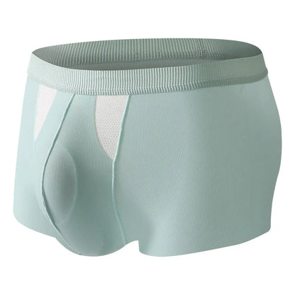 Ice silk underwear shorts with double-layer hole bag construction for dry wet separation