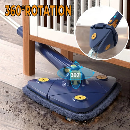 Extendable Triangle Mop with 360° rotatable head for deep cleaning floors, walls, and ceilings