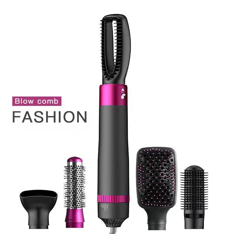 Professional 5-in-1 Hair Dryer Brush in Dyson Grey with multiple brush attachments