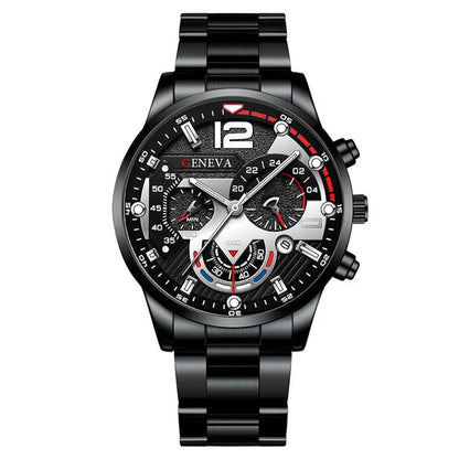 Stylish steel bracelet watch set with various color options for fashion-forward men
