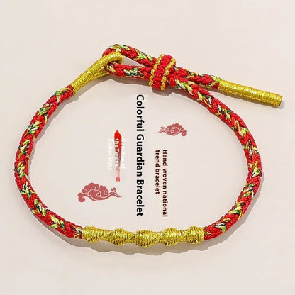 Woven eight-strand hand strap in zodiac-themed colours with flexible wire construction