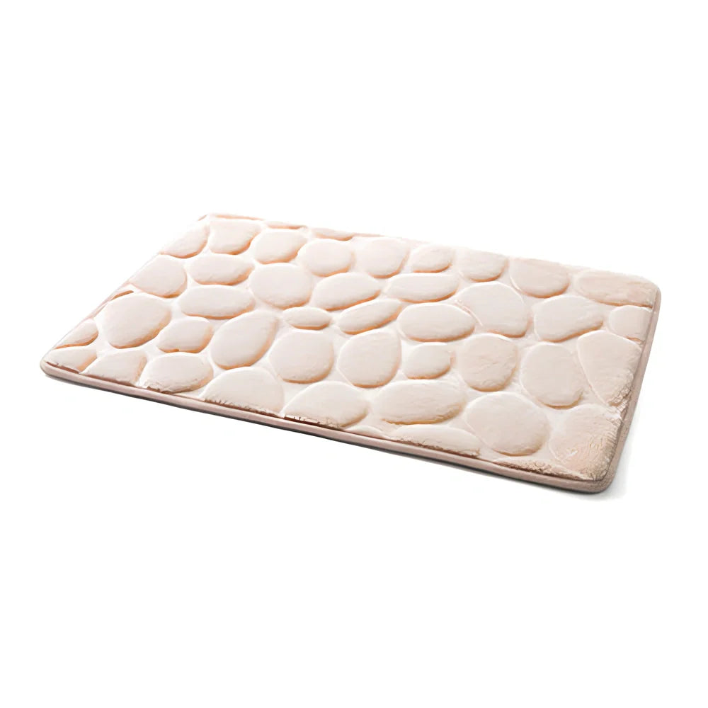 3D cobblestone texture bath mat with non-slip PVC backing in grey colour
