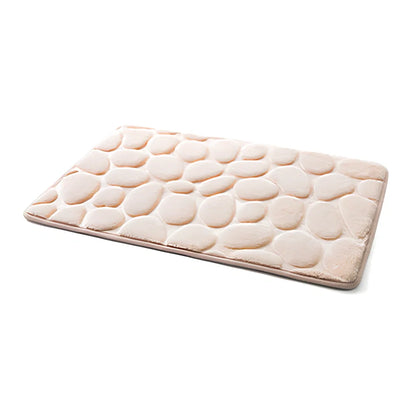 3D cobblestone texture bath mat with non-slip PVC backing in grey colour