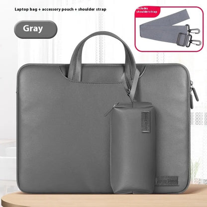 PU leather laptop bag with power bank storage compartment in black, brown, pink or dark grey