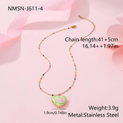 Stainless steel fruit pendant necklace with gold plating on adjustable 41-50cm chain