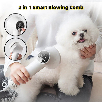 Premium Pet Hair Dryer with powerful 300W motor, whisper-quiet operation, and dual-speed settings for gentle, stress-free grooming of dogs, cats, and other pets.