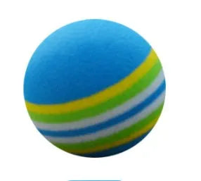 42mm EVA foam cat ball toy in yellow, red, and light blue with soft golf ball shape