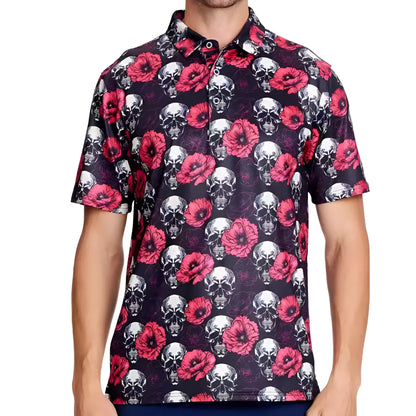 Men's short sleeve t-shirt with 3D printed pattern and silver zip decorations on polyester mesh fabric