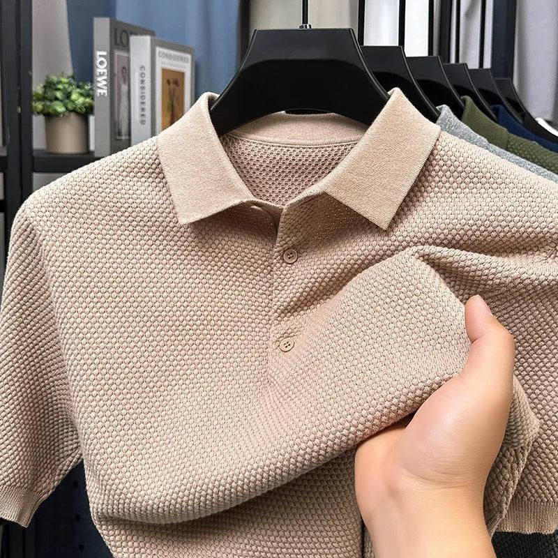 Loose fitting pure cotton short sleeve pullover in grey colour showing casual design