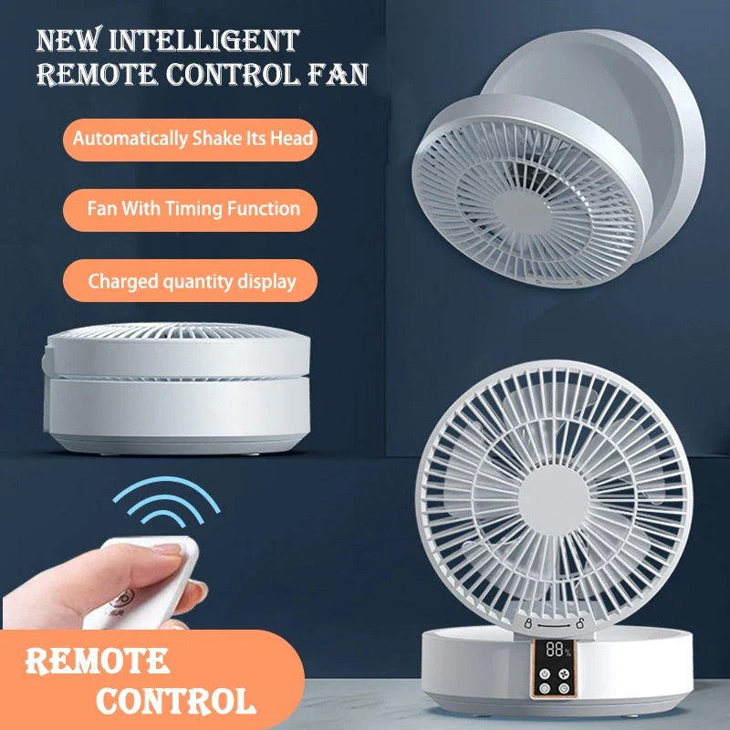 Rechargeable portable folding fan with USB charging, adjustable 3-speed airflow, and integrated night light for customized cooling and ambient lighting