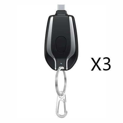 Compact 1500mAh power bank with carabiner clip, perfect for charging smartphones, tablets, and other USB devices on the go