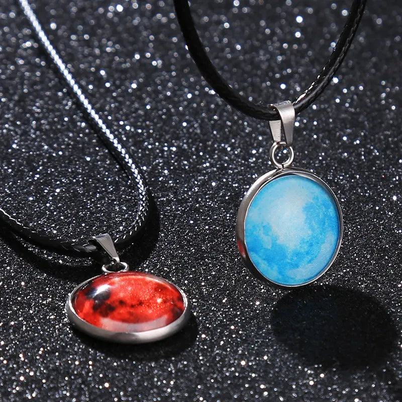 Time Stone luminous alloy necklace with constellation pendant and adjustable chain in various colours