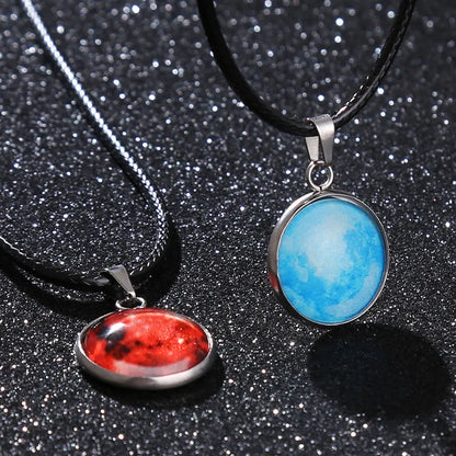Time Stone luminous alloy necklace with constellation pendant and adjustable chain in various colours