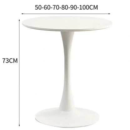 Scandinavian style conference table with folding chairs in white finish, 60cm diameter