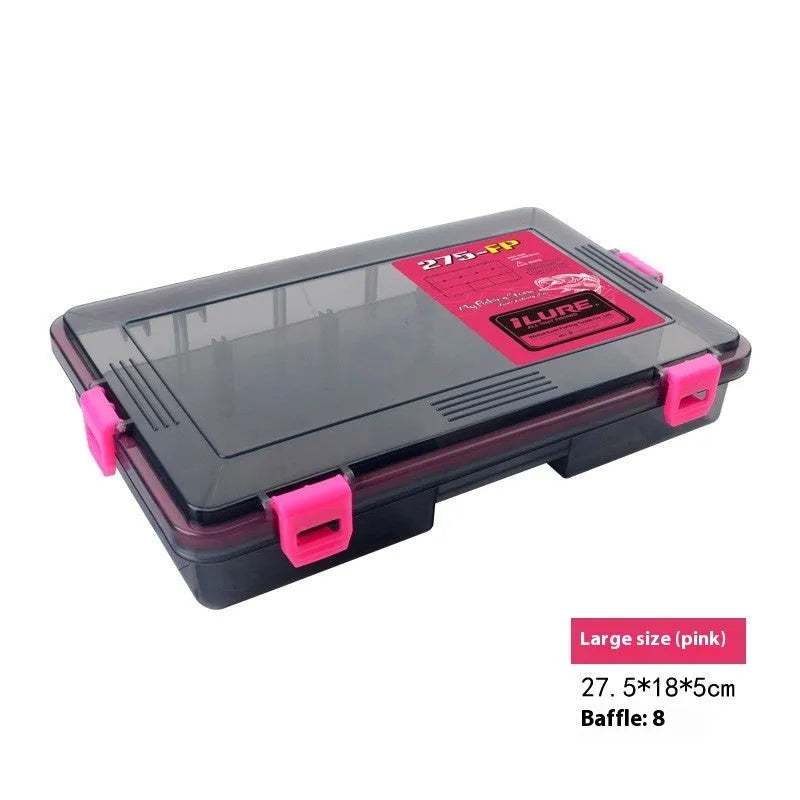 Blue waterproof PP plastic fishing lure storage box with lid open, showing single compartment.