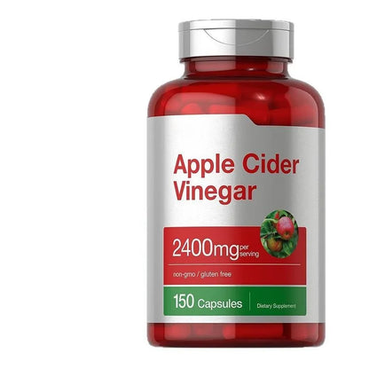 Bottle of 150 apple cider vinegar health capsules in tablet form for dietary supplementation