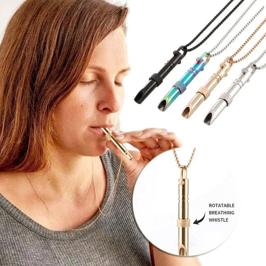 Stainless steel mindfulness breathing necklace with spinner for anxiety and panic attack relief