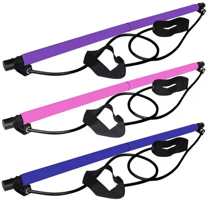 Adjustable fitness pulling rope for hip training and body shaping in purple, pink, blue, or black colours.