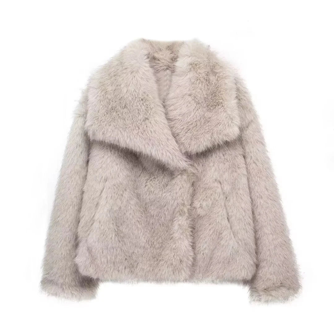 Cozy and stylish plush winter coat for women in various colors and sizes