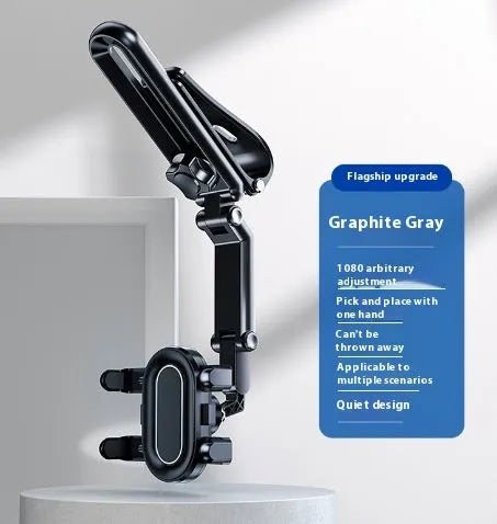 Car multi-function mobile phone bracket with one-clip design for windscreen or dashboard mounting.