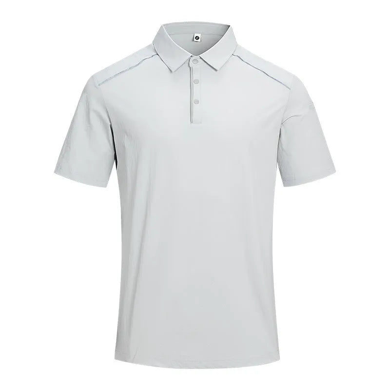 Quick-drying breathable polo shirt in solid colour with short sleeves and regular fit
