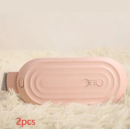 Smart electric heating and vibration massage waist belt with USB charger and screen display controller.