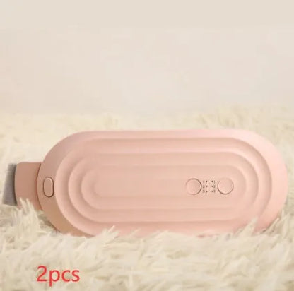 Smart electric heating and vibration massage waist belt with USB charger and screen display controller.