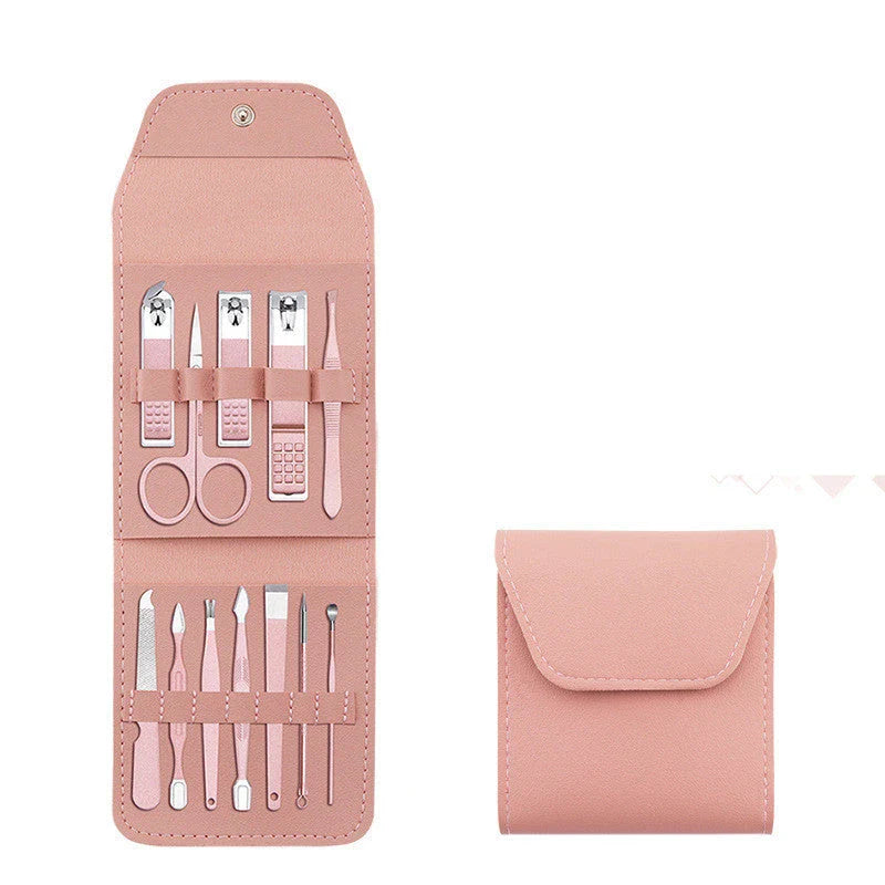 Premium 16-Piece Manicure Set with Stainless Steel Tools and Stylish PU Leather Case