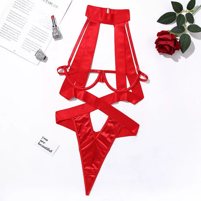 Women's bandage strap jumpsuit in polyester-spandex blend for bodybuilding